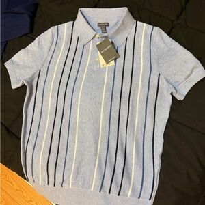 Men's Blue Striped Polo Shirt